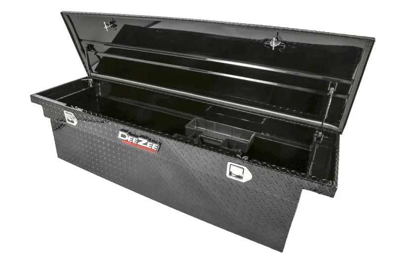Deezee Universal Tool Box - Red Crossover - Single Lid Black BT (Deep Low) - Side View