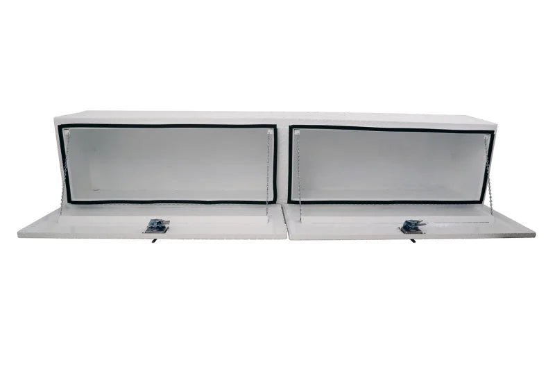 Deezee Universal Tool Box - Specialty 96In Topsider White BT Alum - Back View