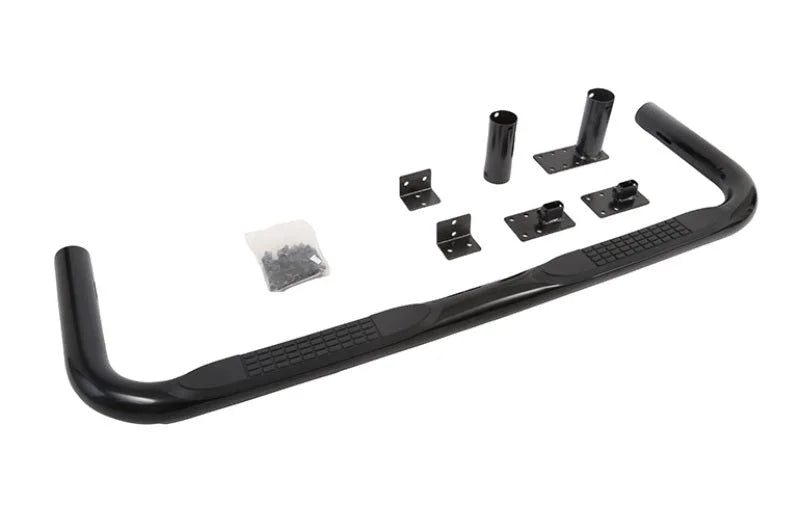 Deezee Universal Tubes - 3In Round Universal - Black Steel ExtCab - Back View