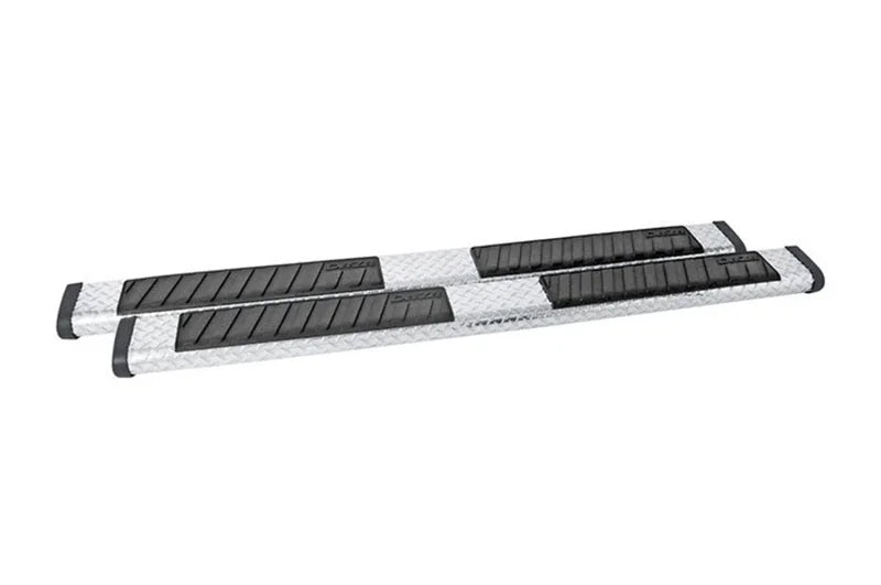 Deezee Universal Tubes - 6In Oval - Black Tread Aluminum (CrewCab) - Main Product View