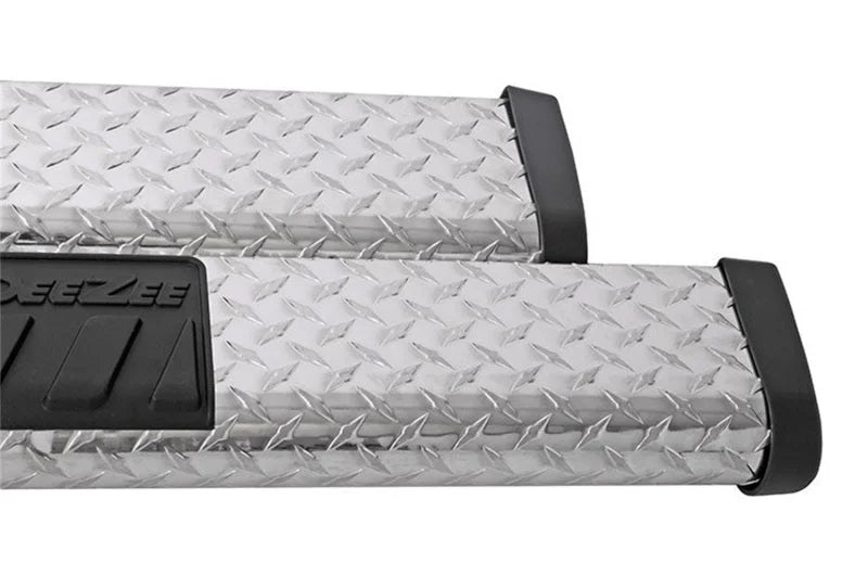 Deezee Universal Tubes - 6In Oval - Black Tread Aluminum (RegCab) - Back View