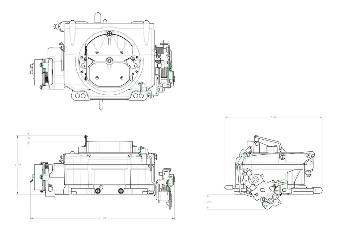 Demon Fuel Systems 750 CFM - Street   Demon - Vacuum Secondaries - Black - Gasoline 1904BK - Dimension Reference