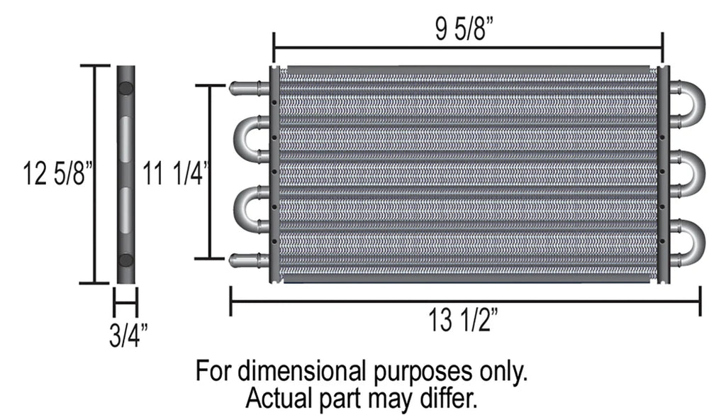 Derale 10 Pass 13" Series 7000 Copper/Aluminum Transmission Cooler, -6AN - Side View