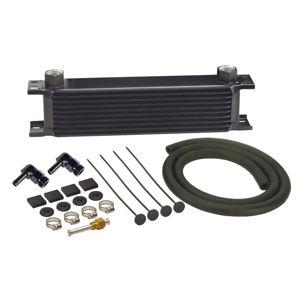 Derale 10 Row Stack Plate Transmission Cooler Kit 90 Degree Swivel Fitting 13411