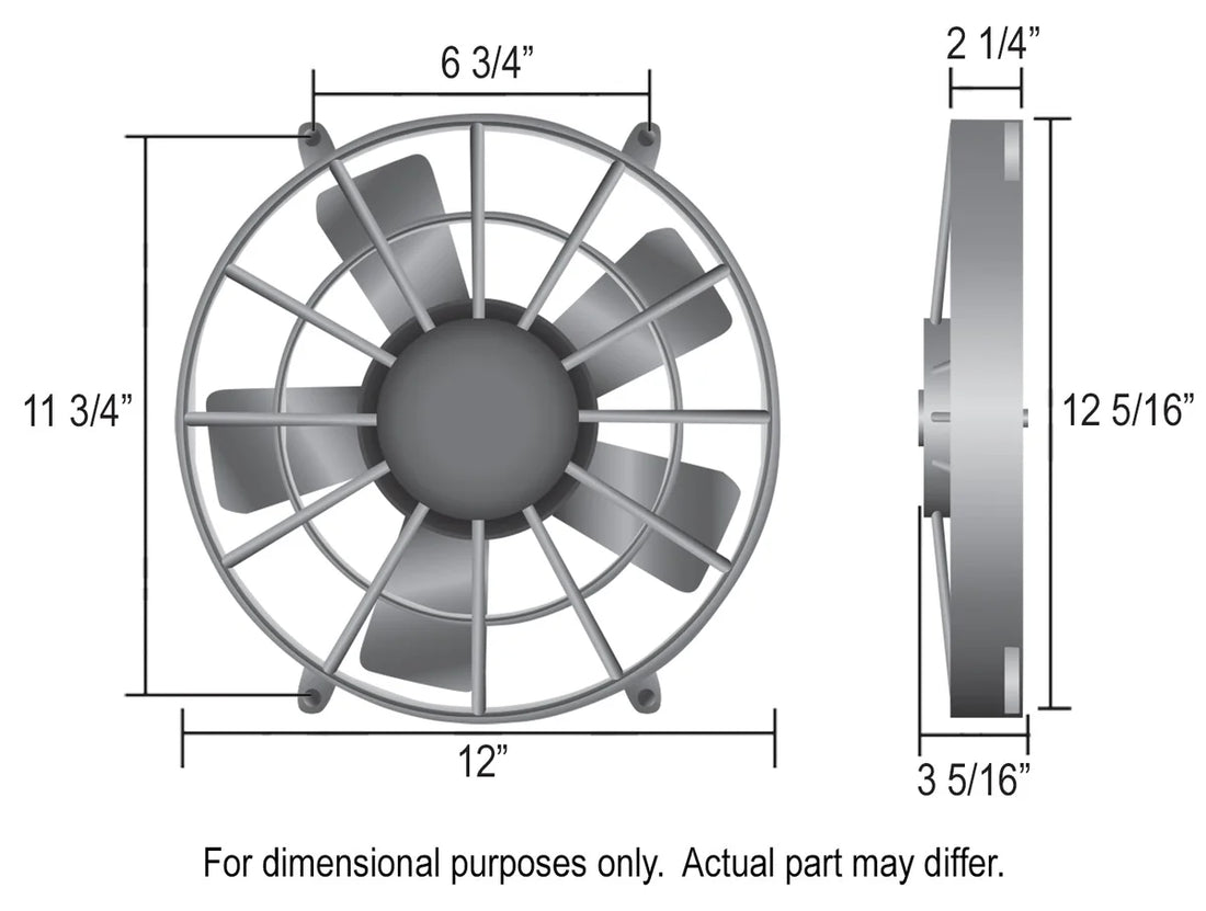 Derale 11" High Output Electric Puller Fan with Standard Mount Kit - Detail View