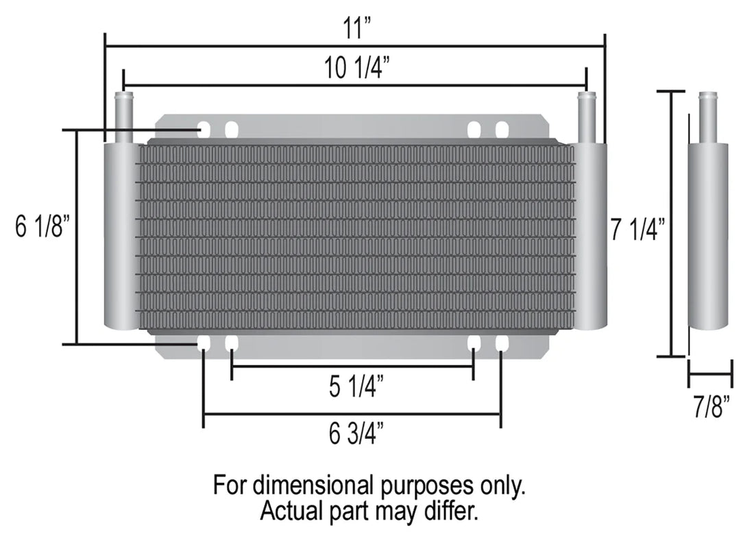 Derale 13 Row Series 8000 Plate & Fin Cooler, 11/32" - Side View