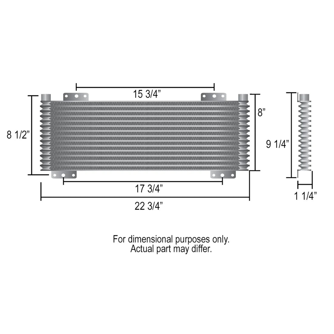Derale 13 Row Series 9500 Plate & Fin Transmission Cooler Kit, 5/8" Inverted flare 13633 - Side View