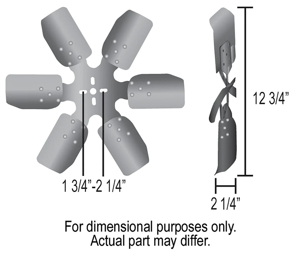 Derale 13" Standard Rotation Rigid Race Fan, Aluminum Blade - Side View