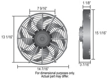 Load image into Gallery viewer, Derale 14" High Output Curved Blade Electric Puller Fan - Side View