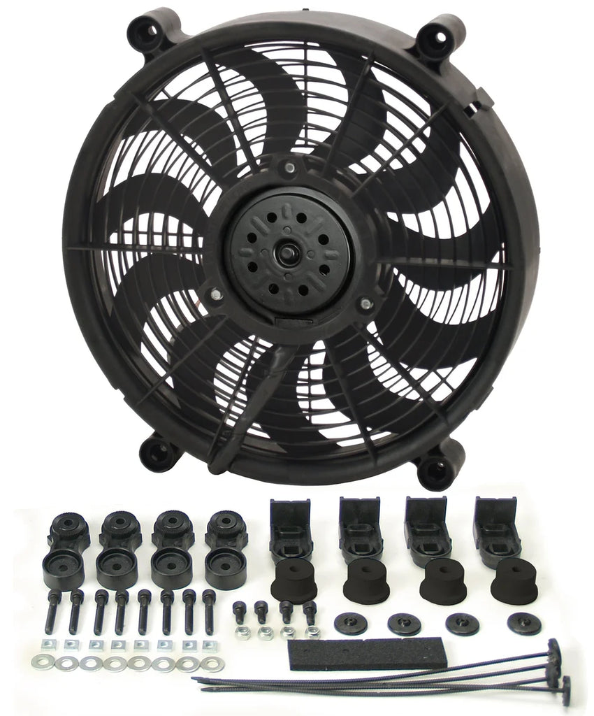 Derale 14" High Output Single RAD Pusher/Puller Fan with Premium Mount Kit 16214 - Main Product View