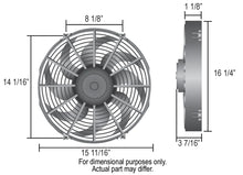 Load image into Gallery viewer, Derale 16" High Output Curved Blade Electric Puller Fan - Side View