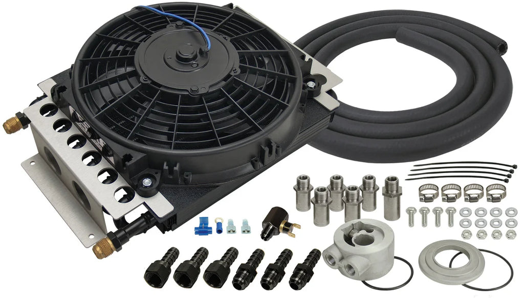 Derale 16 Pass Electra-Cool Remote Engine Oil Cooler Kit, -8AN Inlets - Main Product View