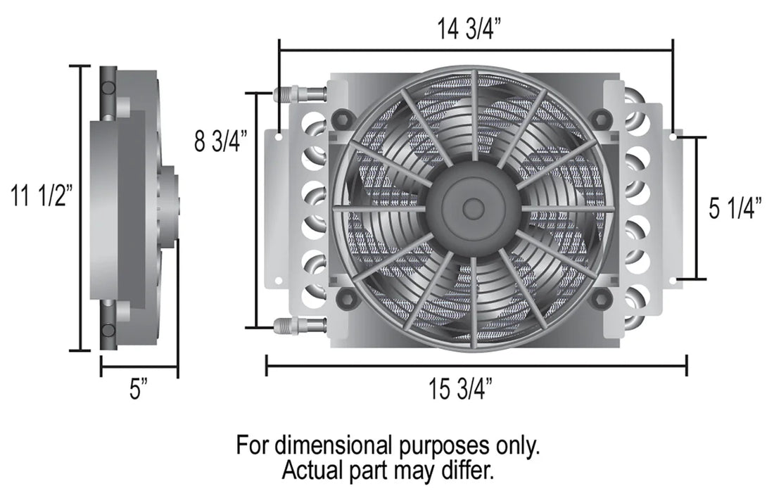 Derale 16 Pass Electra-Cool Remote Transmission Cooler Kit, -8AN Inlets 15900 - Back View