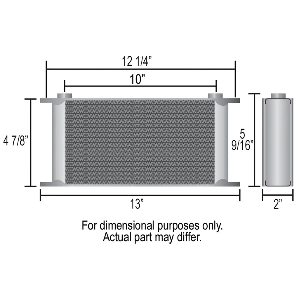 Derale 16 Row Series 10000 Stack Plate Oil Fluid Cooler, -10AN O-ring Female - Side View