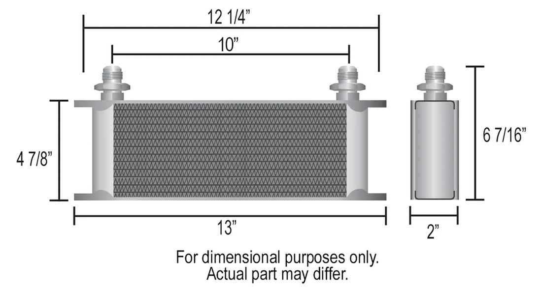Derale 16 Row Series 10000 Stack Plate Transmission Cooler Kit, -6AN 13402 - Side View