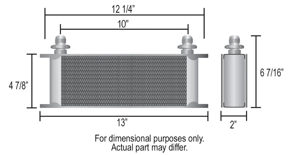 Derale 16 Row Series 10000 Stack Plate Transmission Cooler Kit, -6AN 13402 - Side View