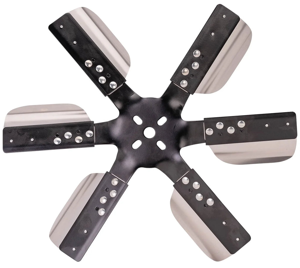 Derale 17" Heavy Duty Stainless Steel Reverse Rotation Flex Fan, Black Hub - Main Product View