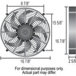 Load image into Gallery viewer, Derale 17" High Output Single RAD Pusher/Puller Fan with Standard Mount Kit - Side View