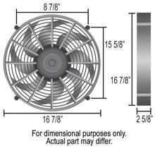 Load image into Gallery viewer, Derale 17" High Output Single RAD Pusher/Puller Fan with Standard Mount Kit - Side View