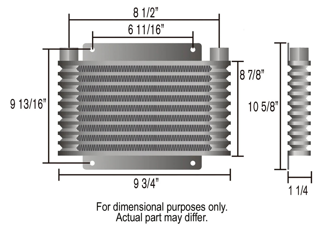Derale 17 Row Series 9000 Plate & Fin Transmission Cooler Kit, 1/2" NPT 13614 fits 1950-1977 Chevrolet / Ford / GMC - Side...