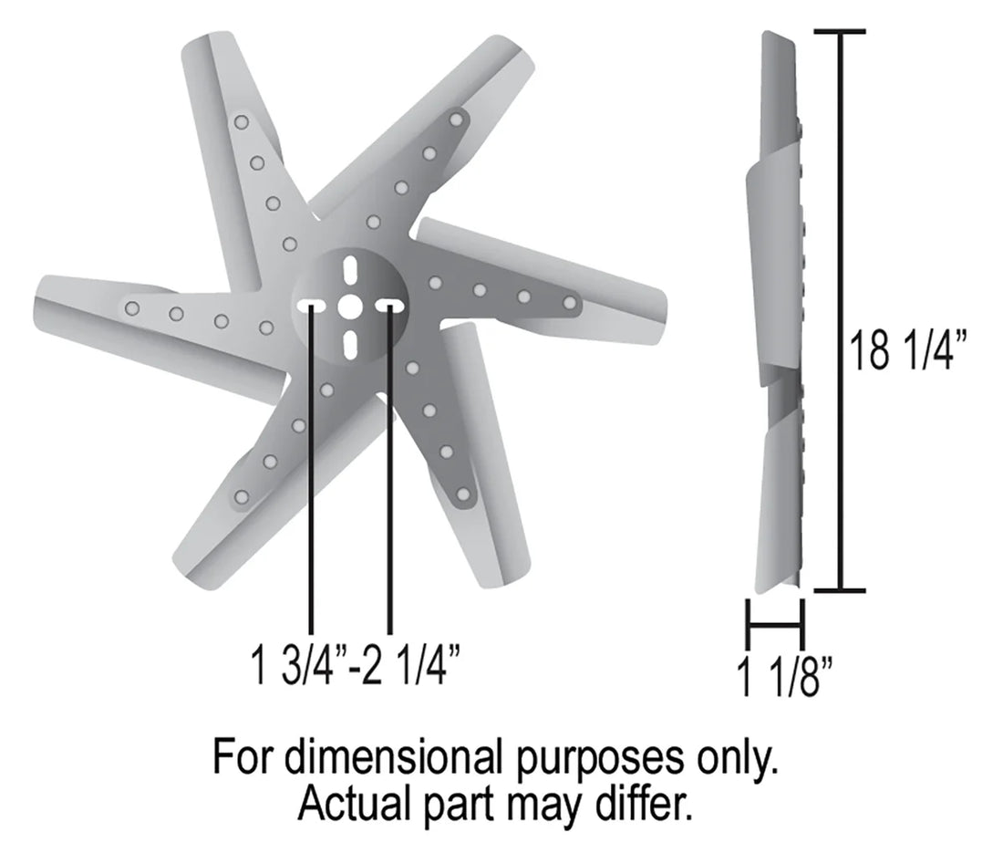 Derale 18" High Performance Stainless Steel Reverse Rotation Flex Fan, Black Hub - Side View