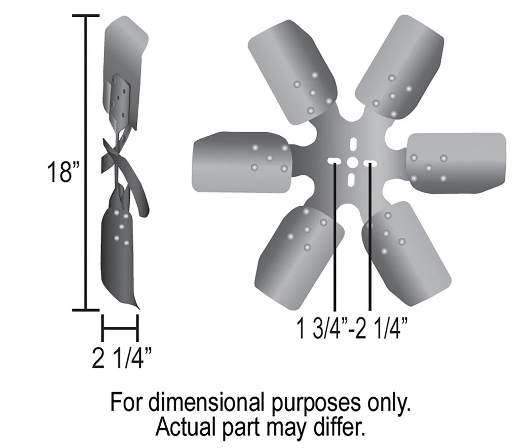 Derale 18" Reverse Rotation Rigid Race Fan, Steel Blade - Side View