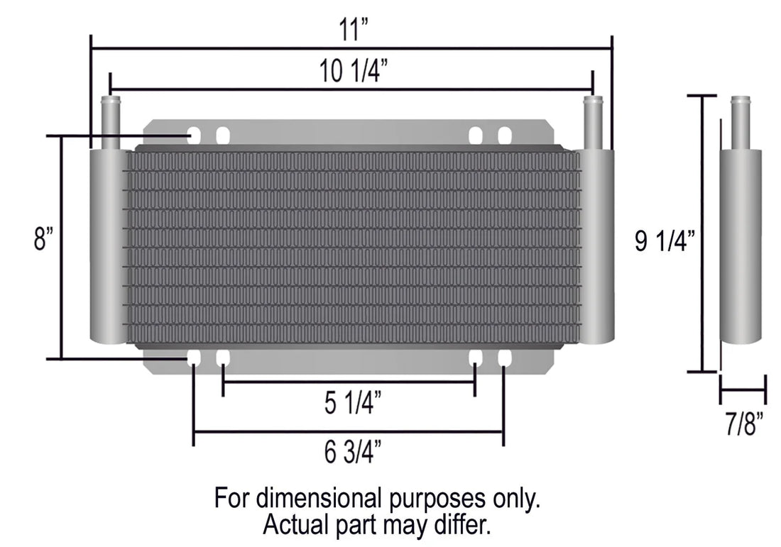 Derale 18 Row Series 8000 Plate & Fin Cooler, 11/32" - Side View