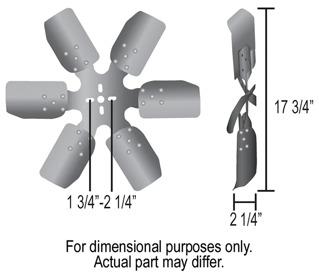 Derale 18" Standard Rotation Rigid Race Fan, Aluminum Blade - Side View