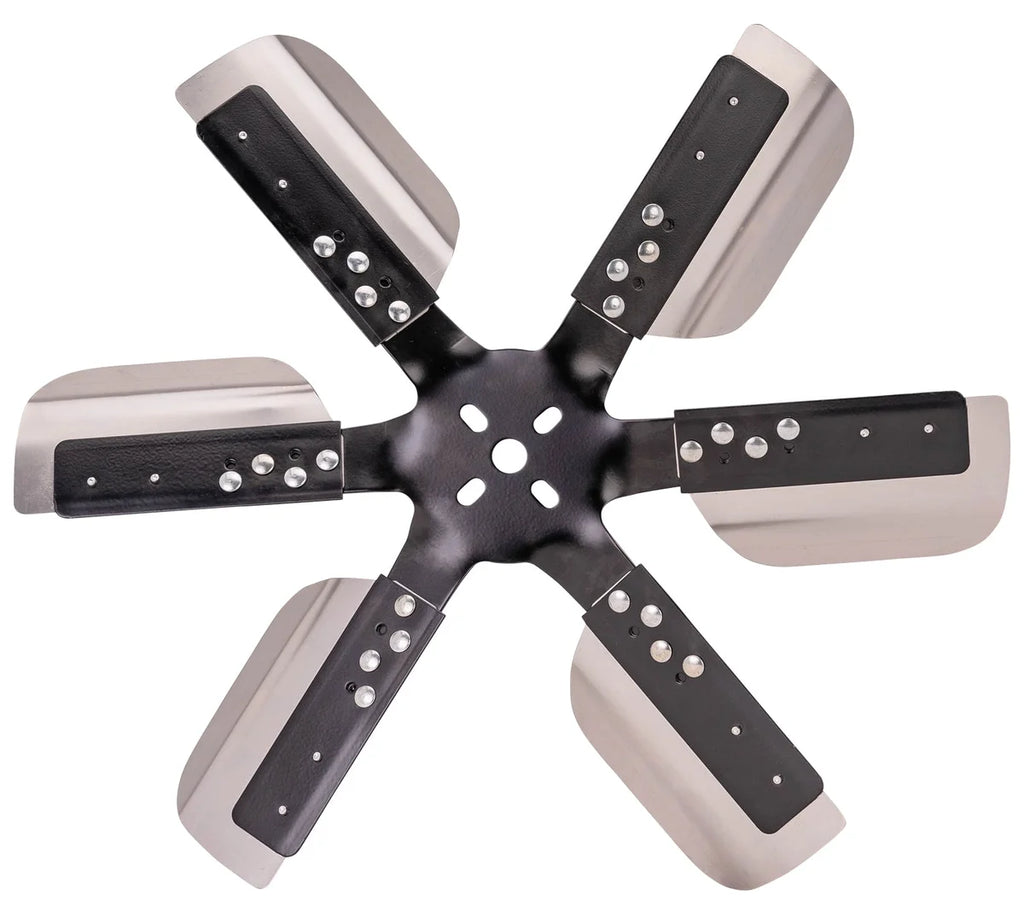 Derale 19" Heavy Duty Stainless Steel Reverse Rotation Flex Fan, Black Hub 17619 - Main Product View
