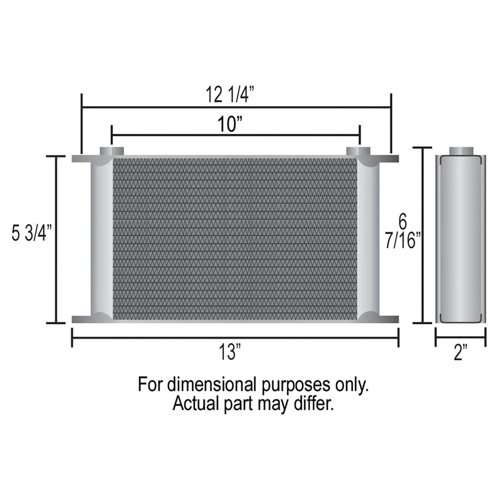 Derale 19 Row Series 10000 Stack Plate Fluid Cooler, -10AN O-ring Female - Side View
