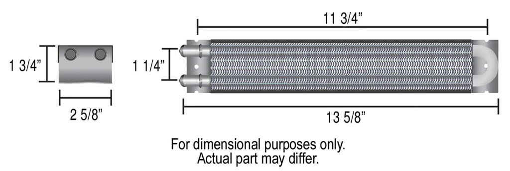 Derale 2 Pass 13" Series 7000 Copper/Aluminum Frame Rail Cooler, -6AN - Back View