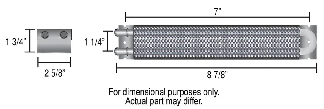 Derale 2 Pass 8" Series 7000 Copper/Aluminum Cooler with Mount Brackets, -6AN - Side View