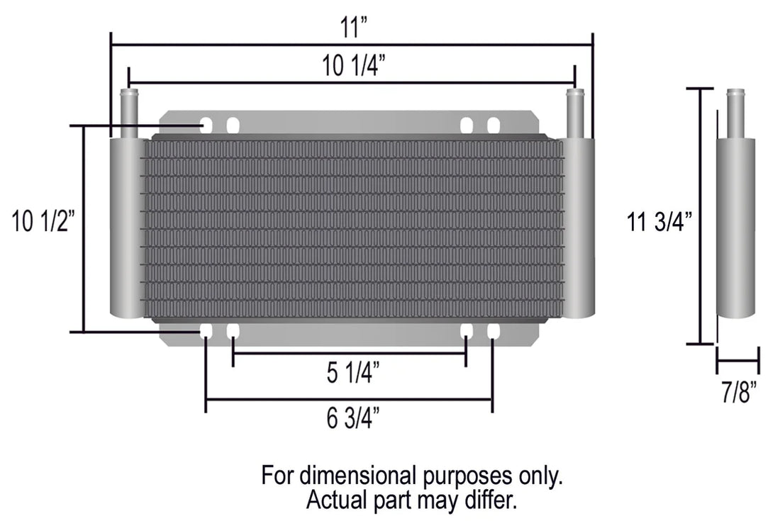 Derale 24 Row Series 8000 Plate & Fin Transmission Cooler Kit, 11/32" 13504 - Side View