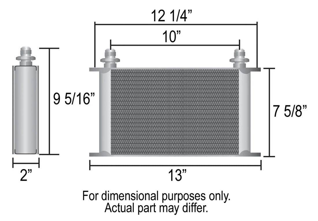 Derale 25 Row Series 10000 Stack Plate Fluid Cooler, -8AN - Side View