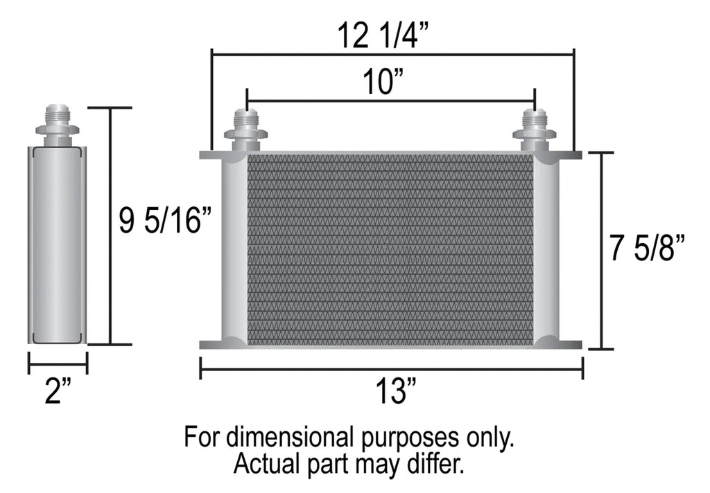 Derale 25 Row Series 10000 Stack Plate Fluid Cooler, -8AN - Side View
