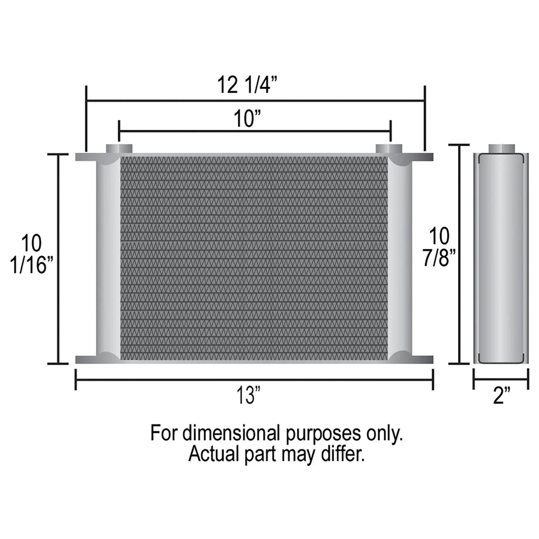 Derale 34 Row Series 10000 Stack Plate Fluid Cooler, -10AN O-ring Female - Side View