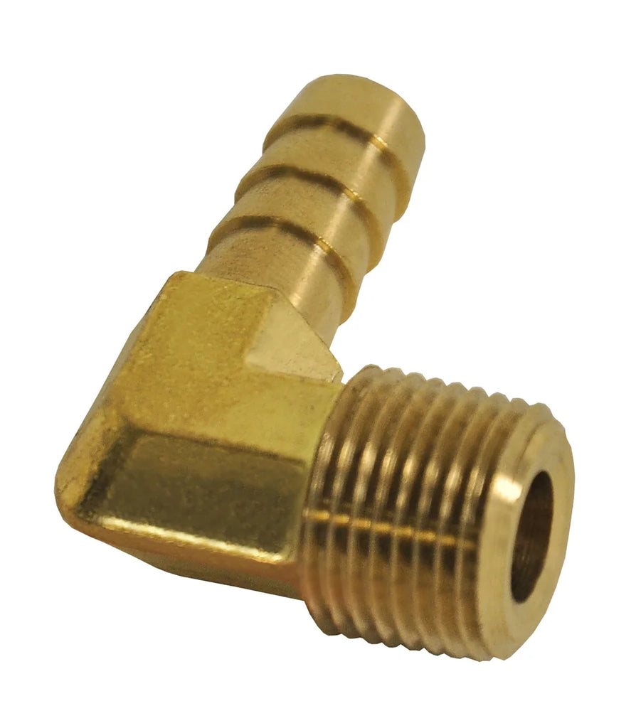 Derale 3/8" NPT Male x 3/8" Barb 90° Hose Fitting, Each