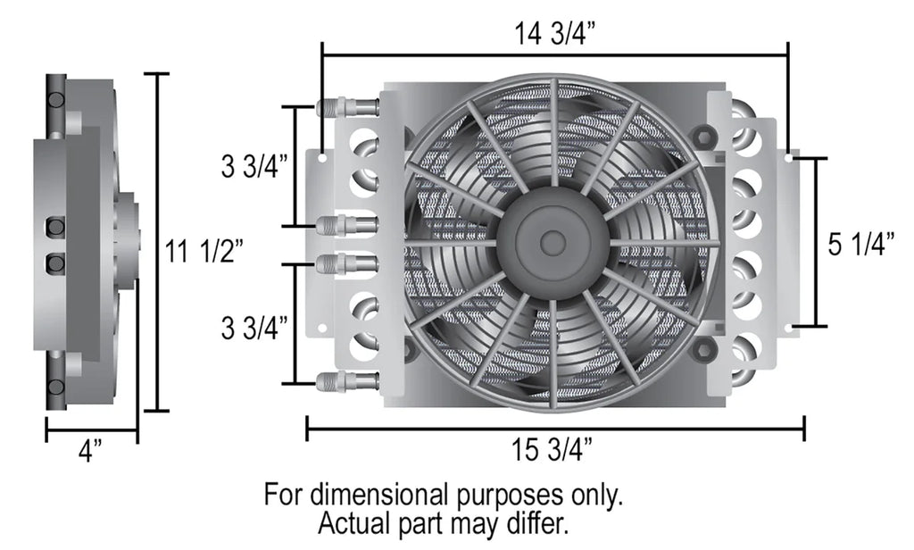 Derale 4 & 4 Pass Dual Circuit Electra-Cool Remote Cooler, -8AN - Detail View