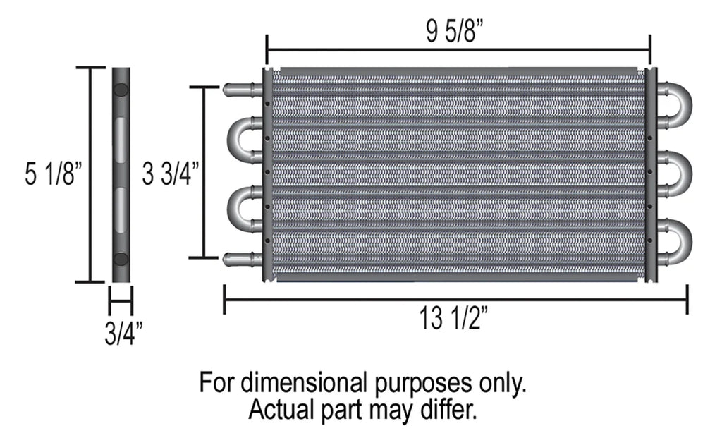 Derale 4 Pass 13" Series 7000 Copper/Aluminum Transmission Cooler, -6AN - Side View