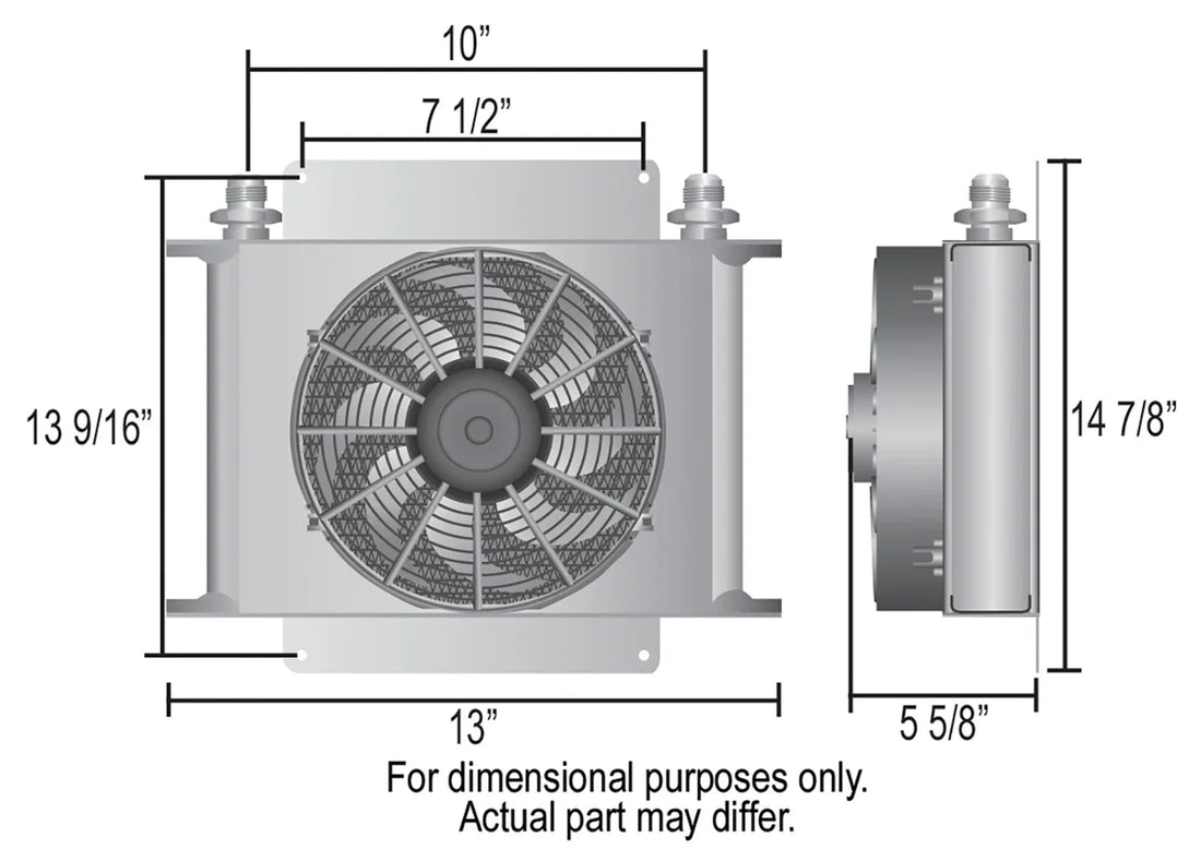 Derale 40 Row Hyper-Cool Extreme Remote Fluid Cooler, -8AN 15870 - Side View