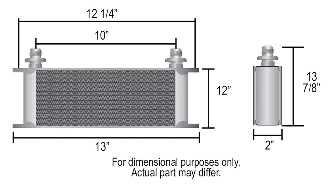 Derale 40 Row Series 10000 Stack Plate Fluid Cooler, -10AN - Side View