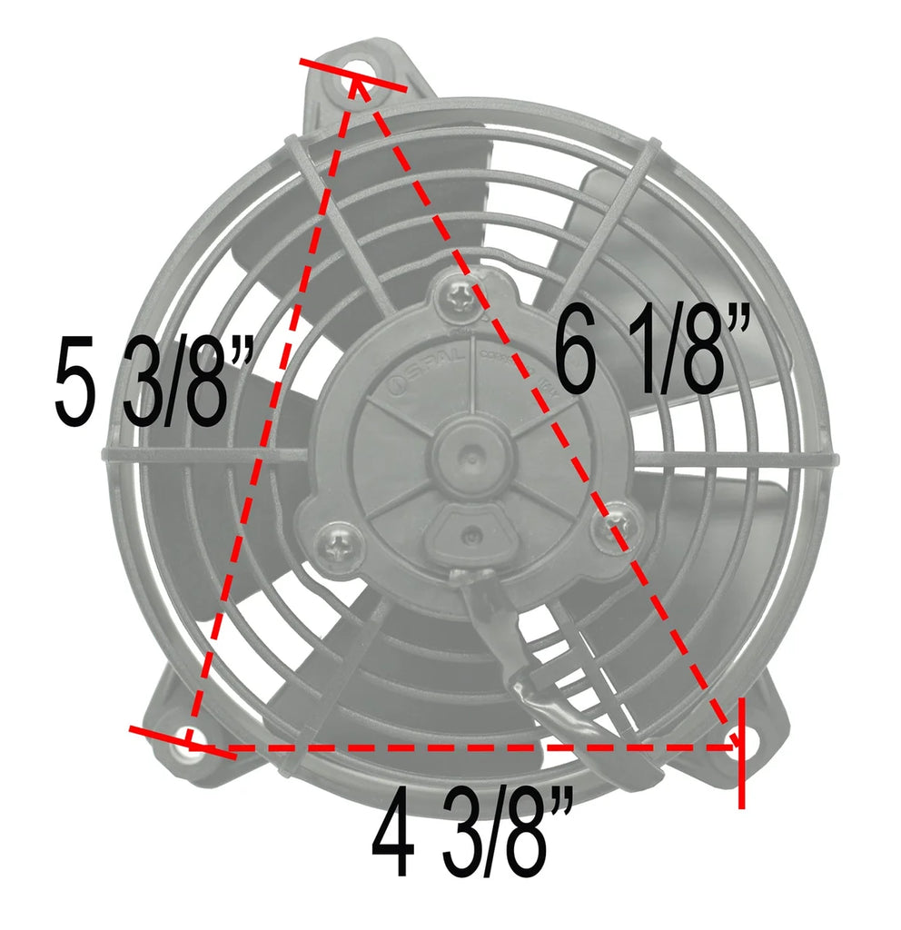 Derale 5" High Output Paddle Blade Electric Puller Fan - Side View