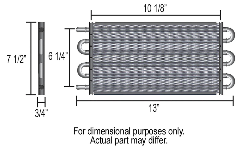 Derale 6 Pass 13" Dyno-Cool Series 6000 Aluminum Transmission Cooler - Side View