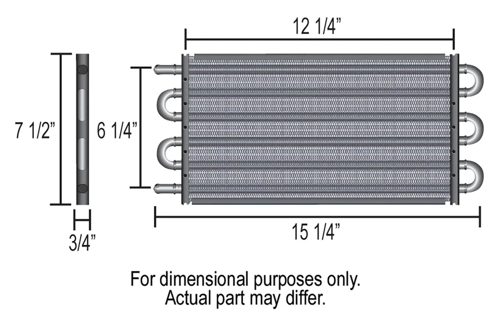 Derale 6 Pass 15" Dyno-Cool Series 6000 Aluminum Transmission Cooler - Side View