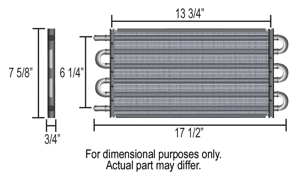 Derale 6 Pass 17" Series 7000 Copper/Aluminum Transmission Cooler, -6AN - Side View