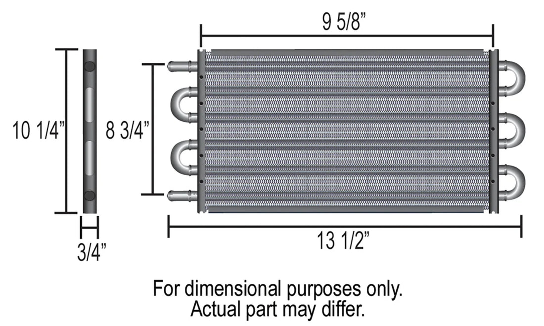 Derale 8 Pass 13" Series 7000 Copper/Aluminum Transmission Cooler, -6AN - Side View