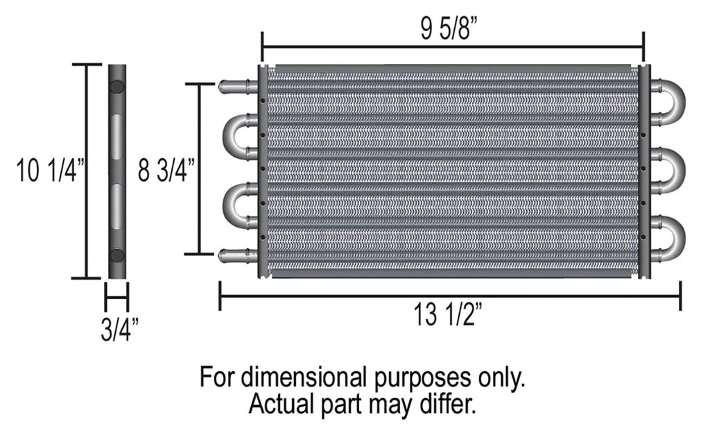 Derale 8 Pass 13" Series 7000 Copper/Aluminum Transmission Cooler, -6AN - Side View