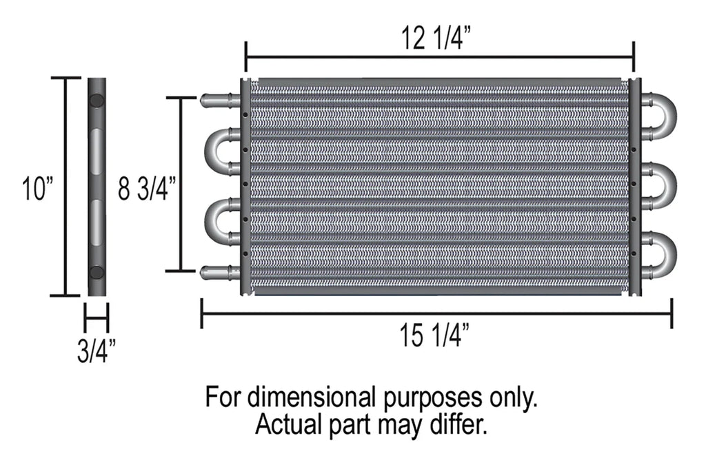 Derale 8 Pass 15" Dyno-Cool Series 6000 Aluminum Transmission Cooler - Side View