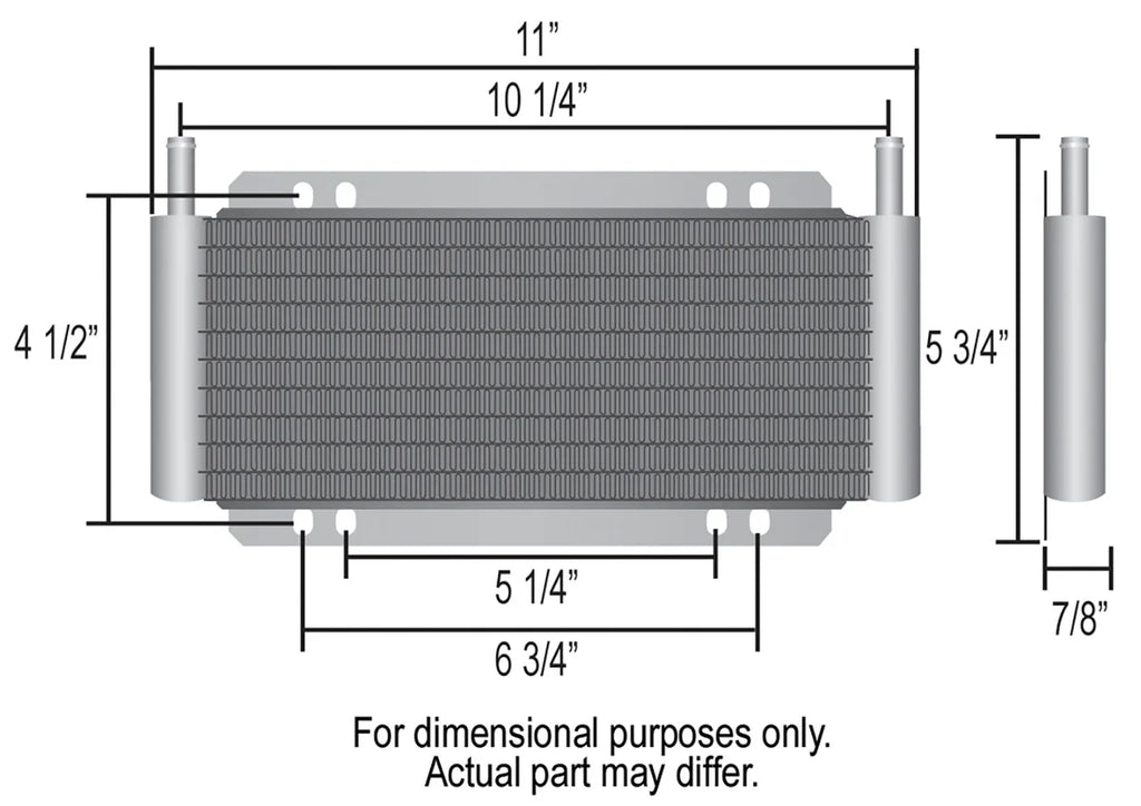 Derale 9 Row Series 8000 Plate & Fin Cooler, 11/32" - Side View