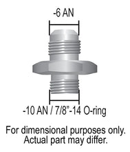 Load image into Gallery viewer, Derale Aluminum Cooler/Adapter Fitting -6AN x -10AN O-ring, Bright Anodized - Side View